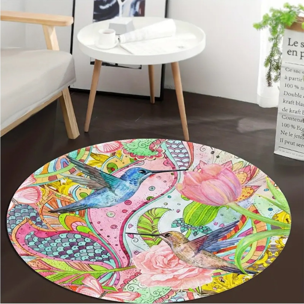Beautiful Hummingbird 31.5” Round Rug, Small - Picture 7 of 10